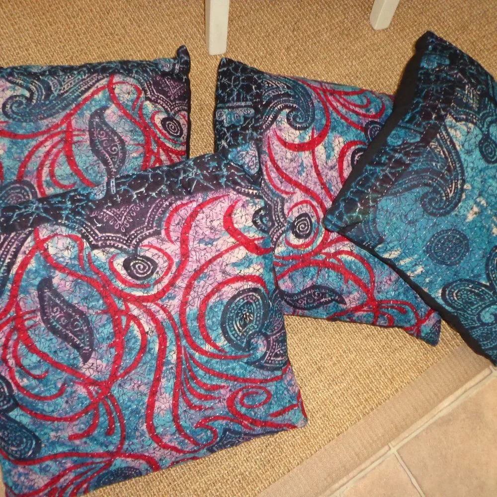 Gudri Homemade Kantha Pillow Cover Zip Closure Old Saree-Made